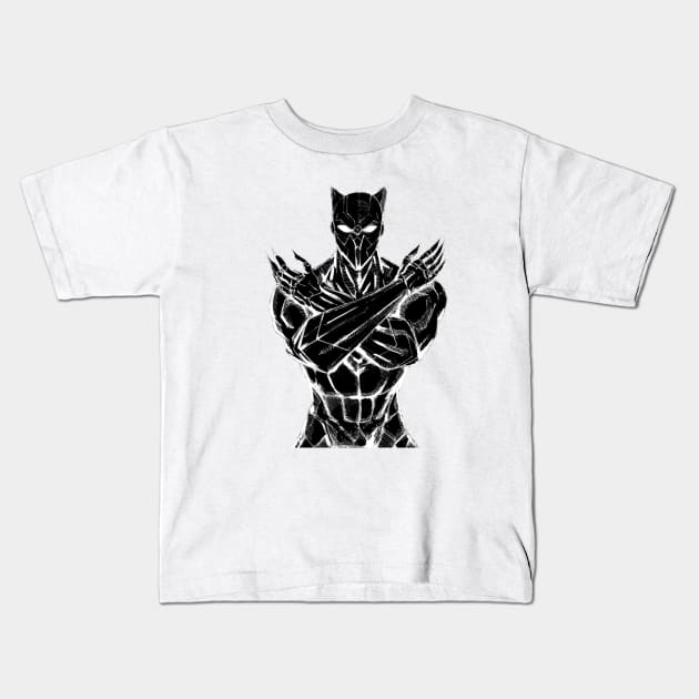 the black panther tchalla Kids T-Shirt by jorge_lebeau